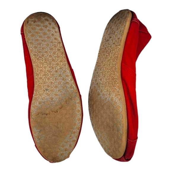 Toms Red Canvas Flats Espadrilles Size 8W - Picture 4 of 5